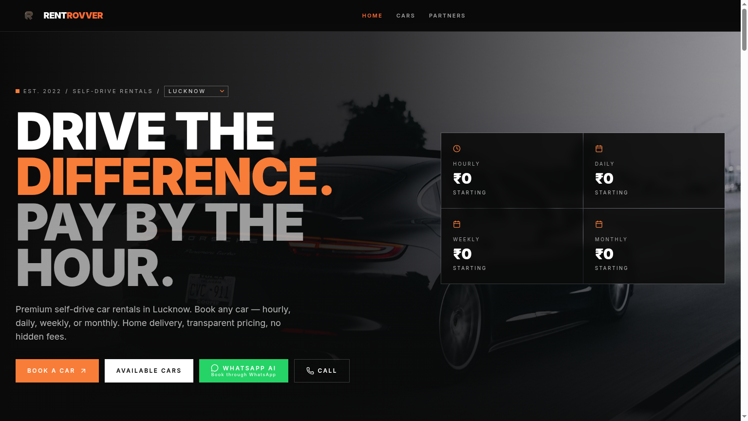 Rentrovver website template — branded booking microsite preview
