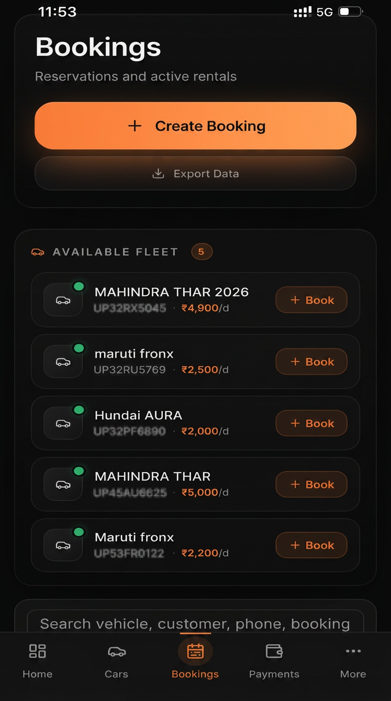 Partner mobile app — bookings list